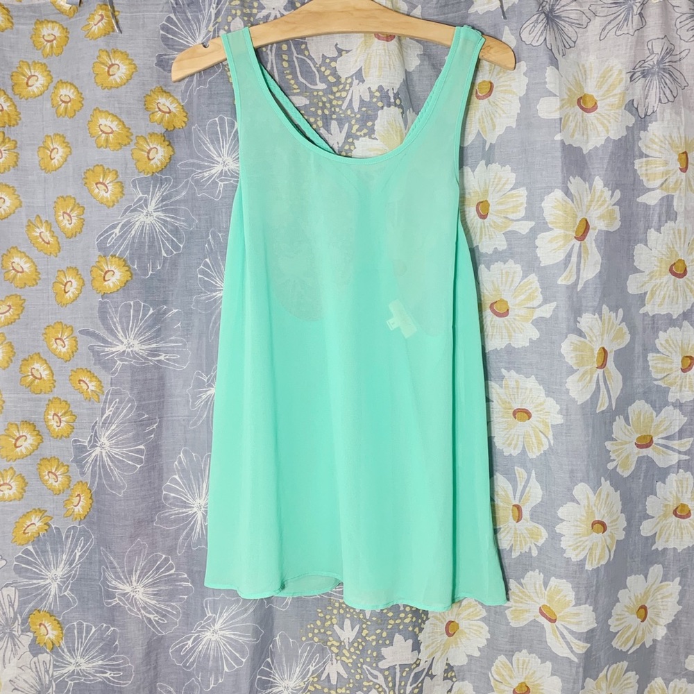 Lost April Turquoise Braided Halter Tank Top Small